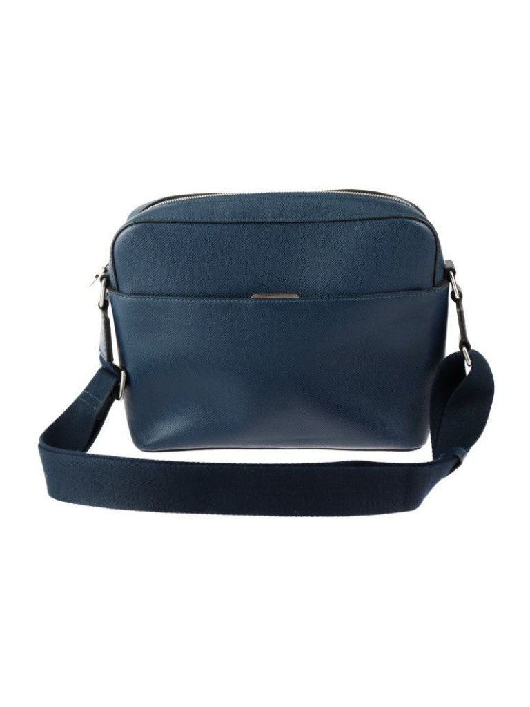 Louis Vuitton Anton Messenger Pm Shoulder Bag Leather Blue Marine Silver